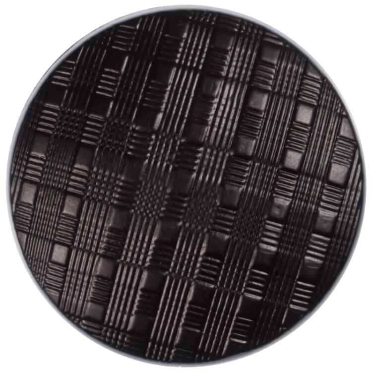 Glasknopf in Schwarz mit Karomuster auf der Vorderseite 13mm