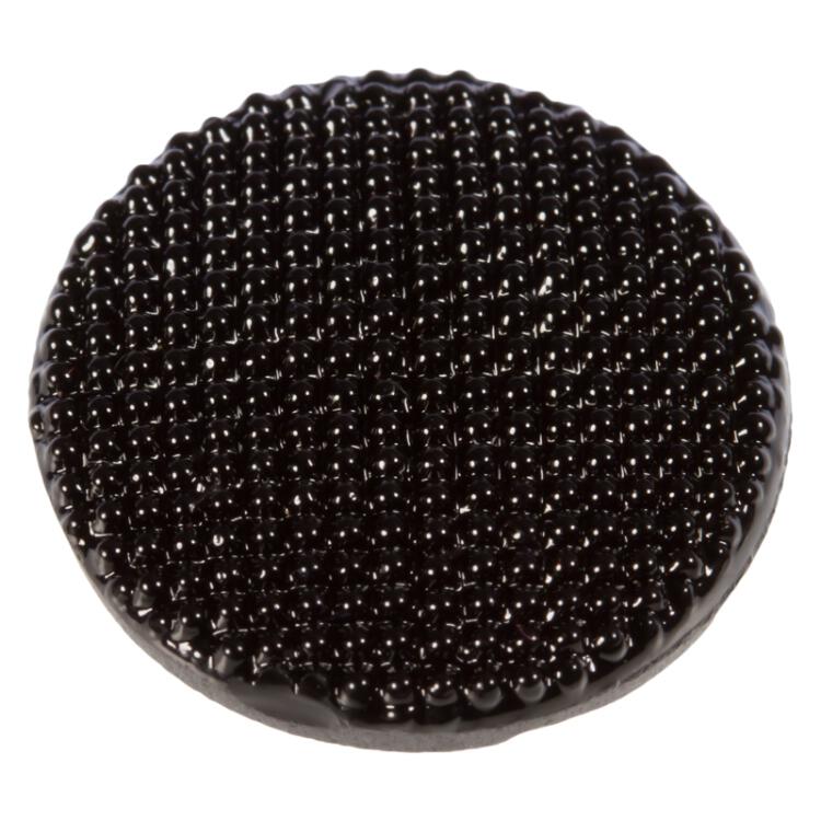 Glasknopf in Schwarz mit Noppen auf der Vorderseite 14mm