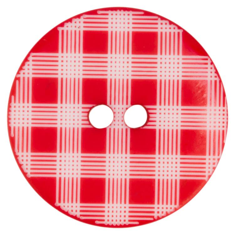 Kunstoffknopf in Rot mit kariertem Muster