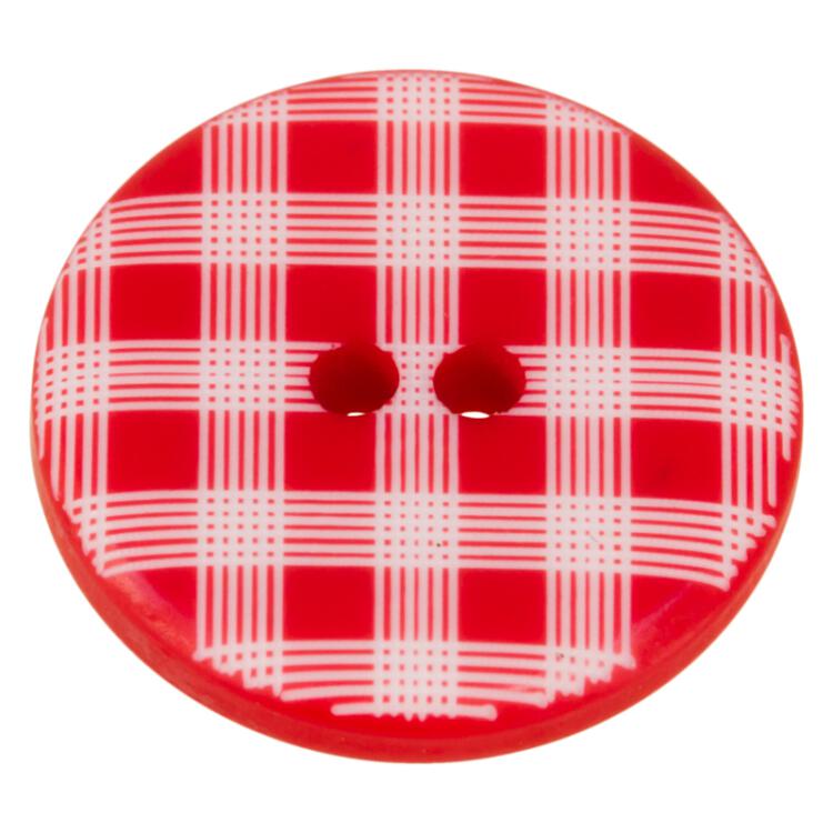 Kunstoffknopf in Rot mit kariertem Muster 12mm