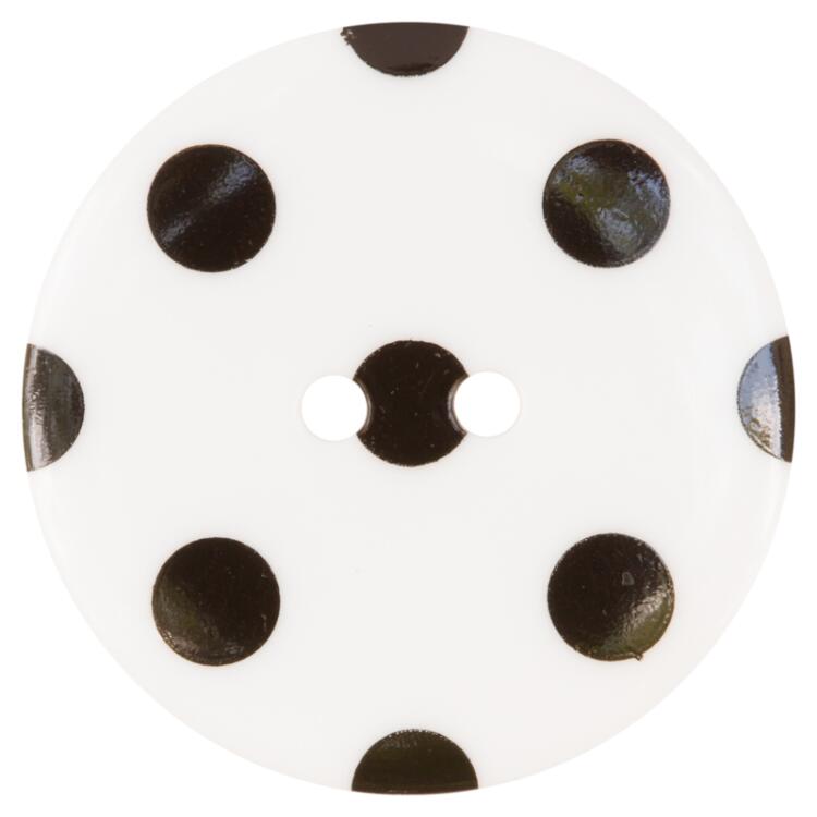 Kunststoffknopf in Weiß mit schwarzen Punkten 25mm