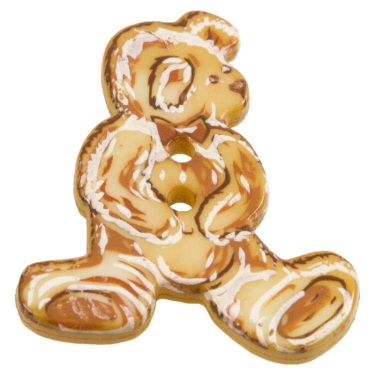 Kinderknopf - Teddybär in Beige-Braun 25mm
