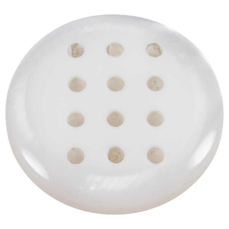 Weißer Kunststoffknopf mit zwölf Löchern für freie Gestaltung 23mm