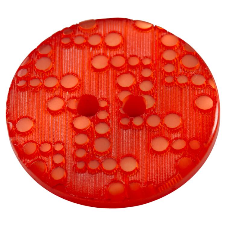 Kunststoffknopf in Rot mit eingraviertem Kreisenmotiv 12mm