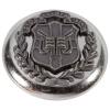 Silberner Metallknopf mit Wappen-Einsatz in Grau