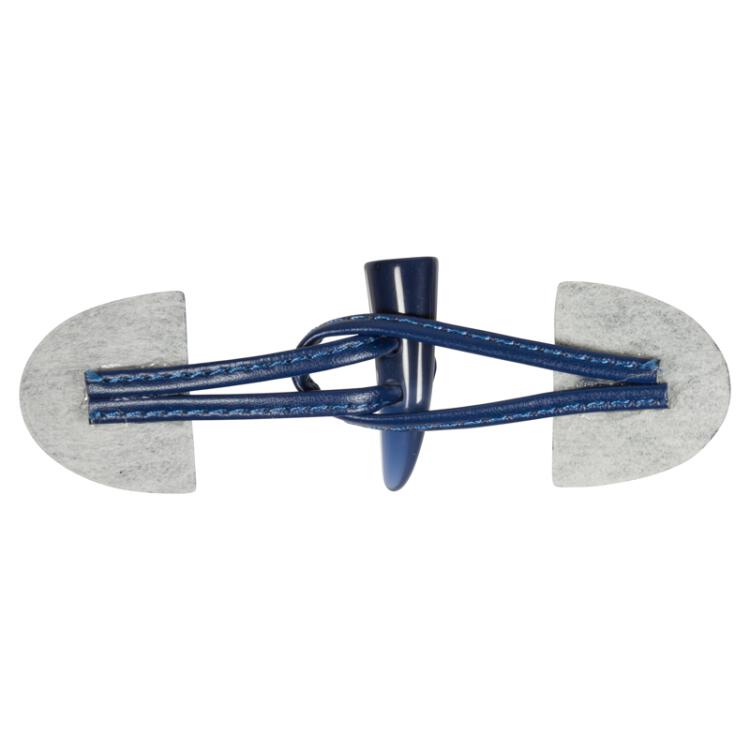 Dufflecoat Verschluss für Kinder aus Lederimitat in Blau mit Kunststoffknebel 110mm