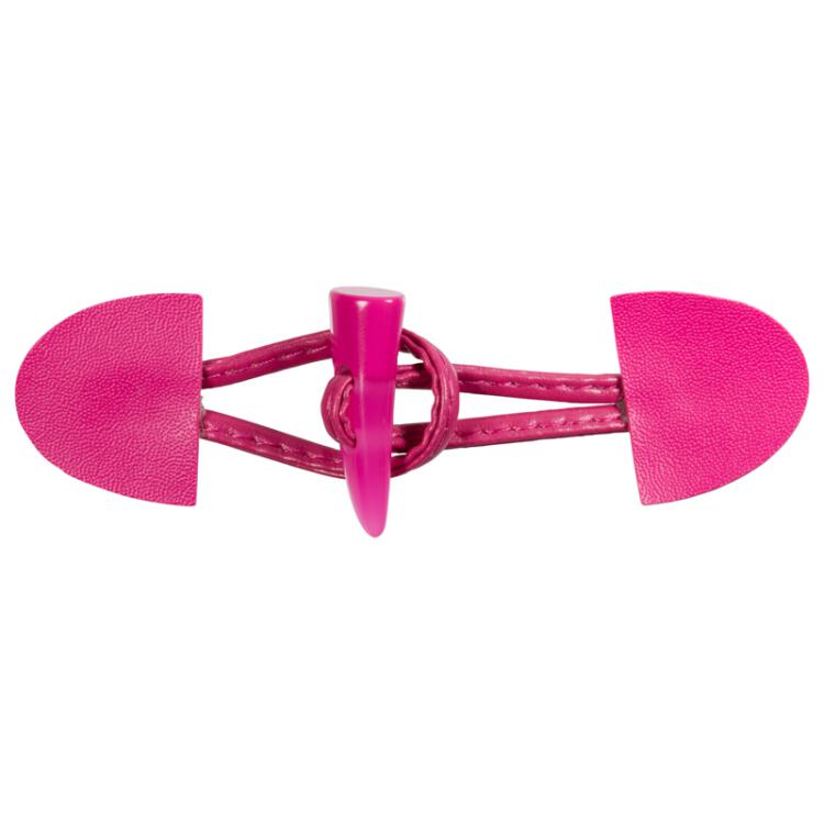 Dufflecoat Verschluss für Kinder aus Lederimitat in Rosa mit Kunststoffknebel 110mm