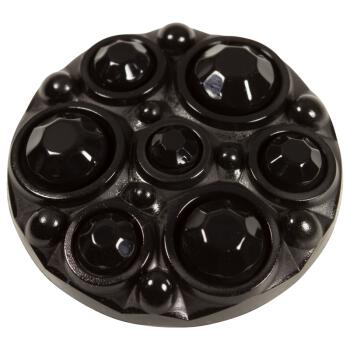 Kunststoffknopf in Schwarz mit imitierten Steinchen