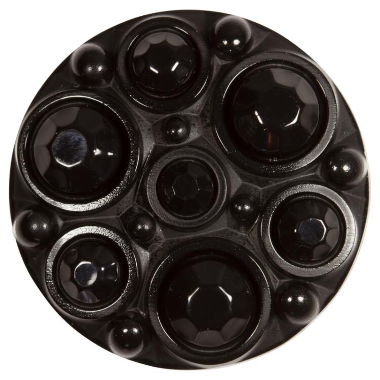 Kunststoffknopf in Schwarz mit imitierten Steinchen 15mm