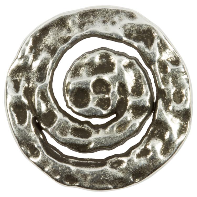 Metallknopf Spiralform in Altsilber mit gehämmerter Oberfläche
