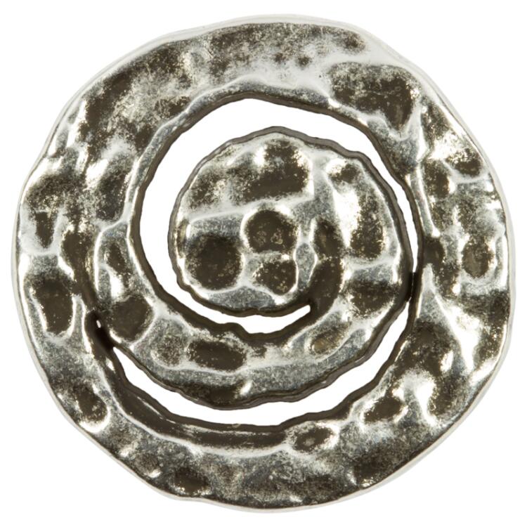 Metallknopf Spiralform in Altsilber mit gehämmerter Oberfläche 23mm