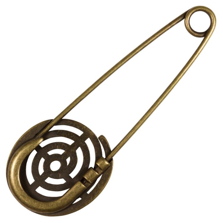 Ziernadel aus Metall in Altmessing mit Spirale 75mm