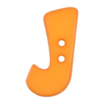 Buchstabenknopf "J", orange, 18mm
