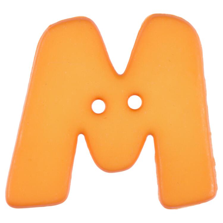 Buchstabenknopf "M", orange, 18mm