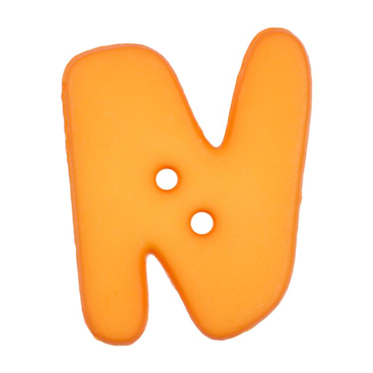Buchstabenknopf "N", orange, 18mm