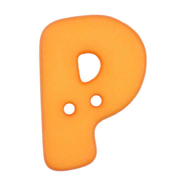 Buchstabenknopf "P", orange, 18mm