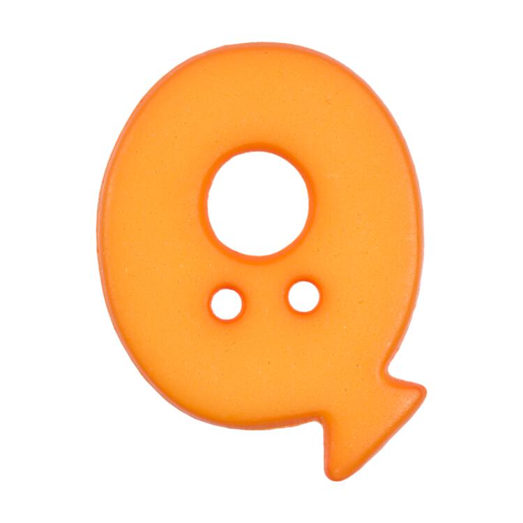 Buchstabenknopf Q, orange, 18mm