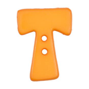 Buchstabenknopf T, orange, 18mm