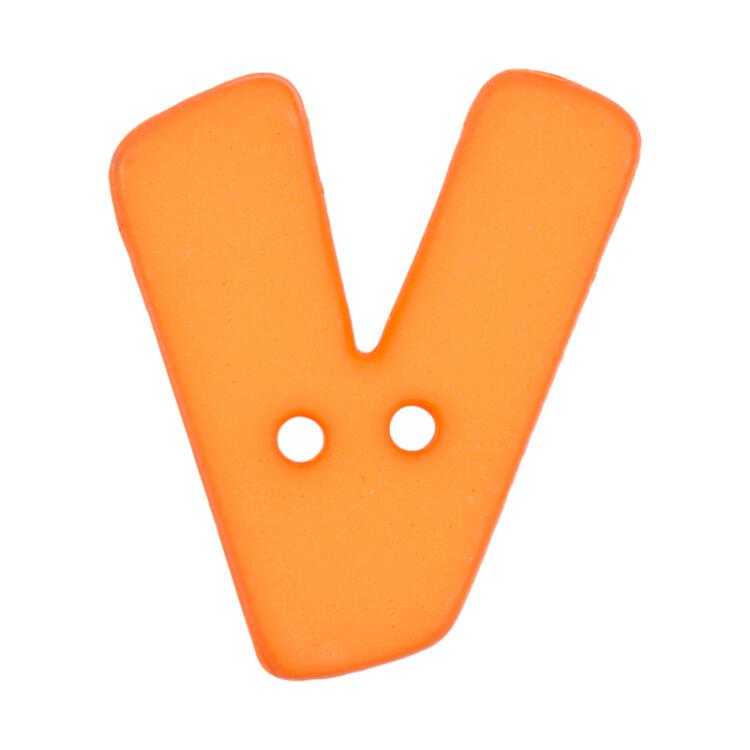 Buchstabenknopf "V", orange, 18mm