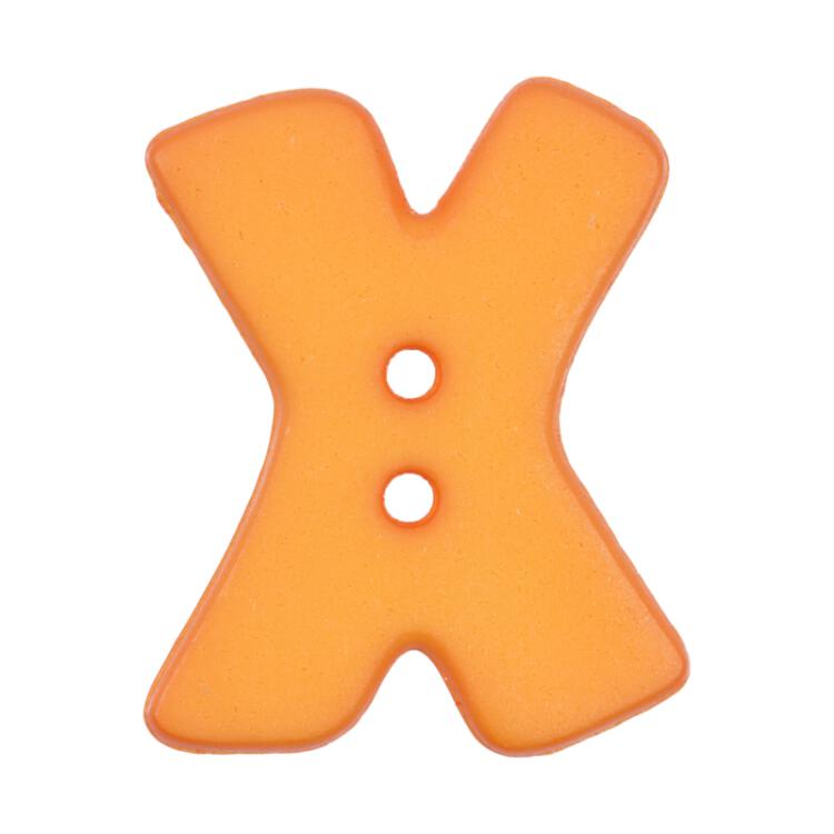 Buchstabenknopf "X", orange, 18mm
