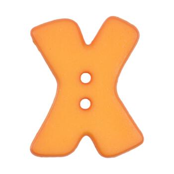 Buchstabenknopf X, orange, 18mm
