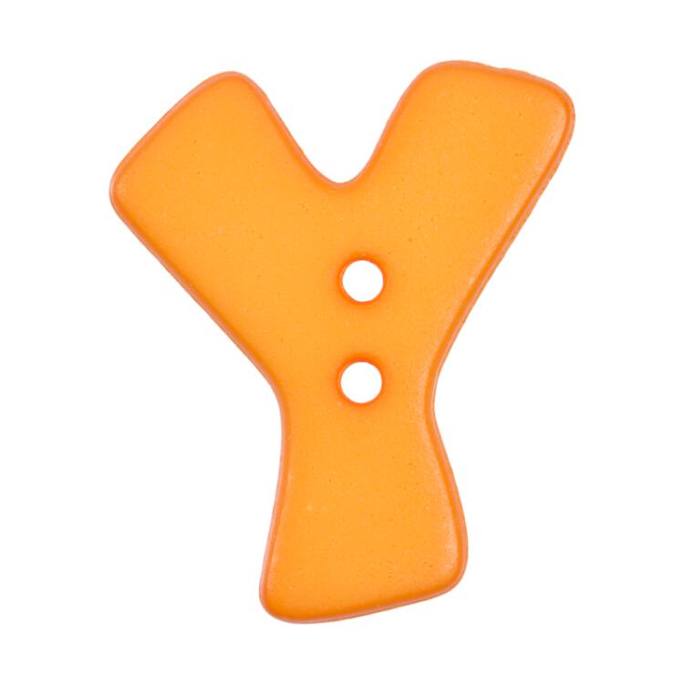 Buchstabenknopf Y, orange, 18mm