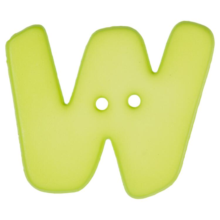 Buchstabenknopf "W", grün, 18mm
