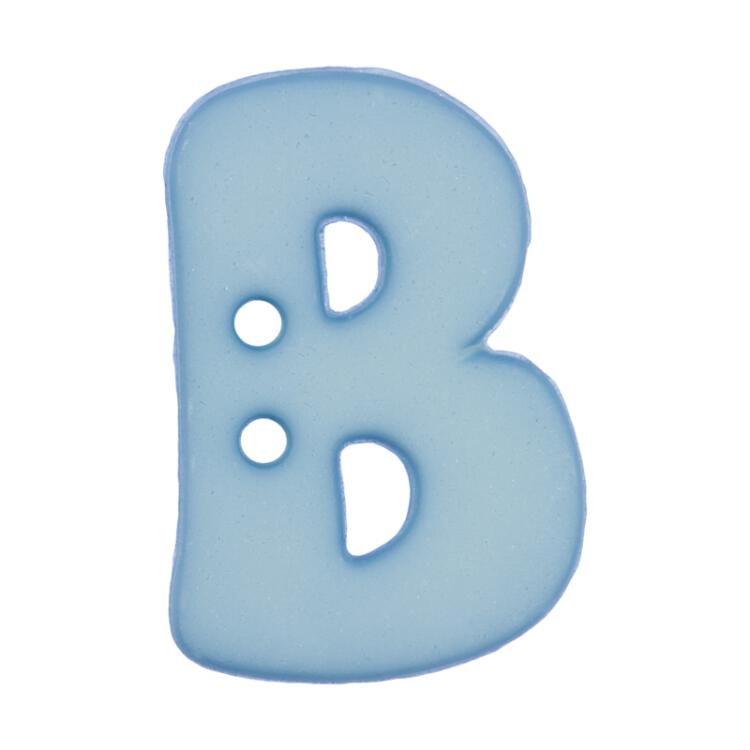 Buchstabenknopf B, hellblau, 18mm