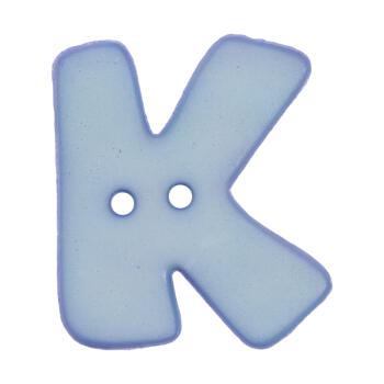 Buchstabenknopf "K", hellblau, 18mm