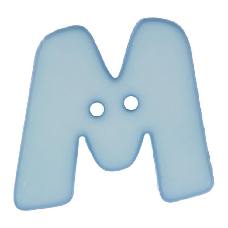Buchstabenknopf "M", hellblau, 18mm