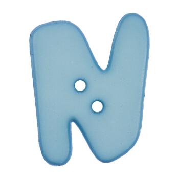 Buchstabenknopf "N", hellblau, 18mm