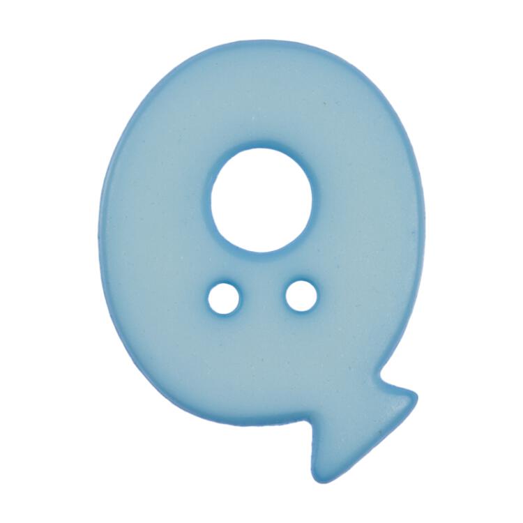 Buchstabenknopf "Q", hellblau, 18mm