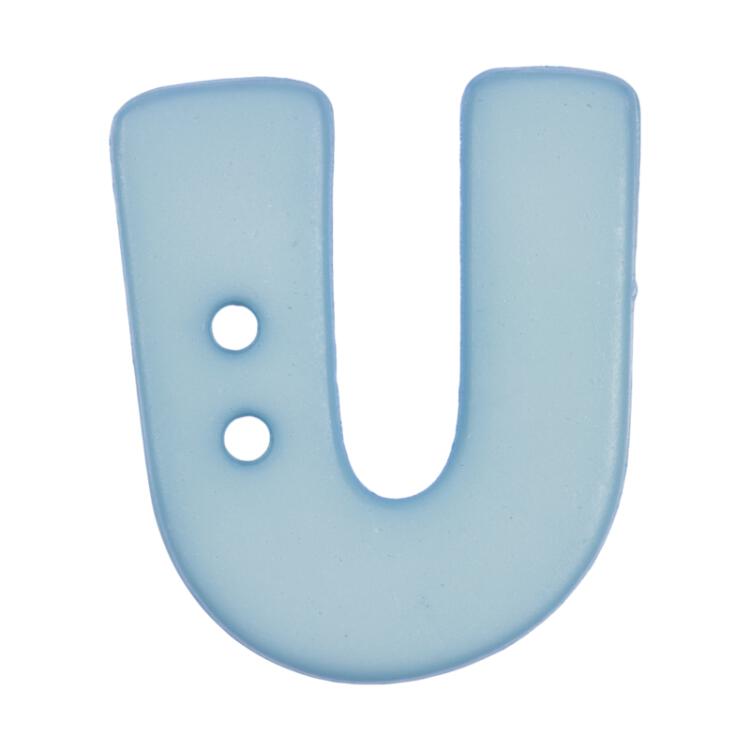 Buchstabenknopf "U", hellblau, 18mm