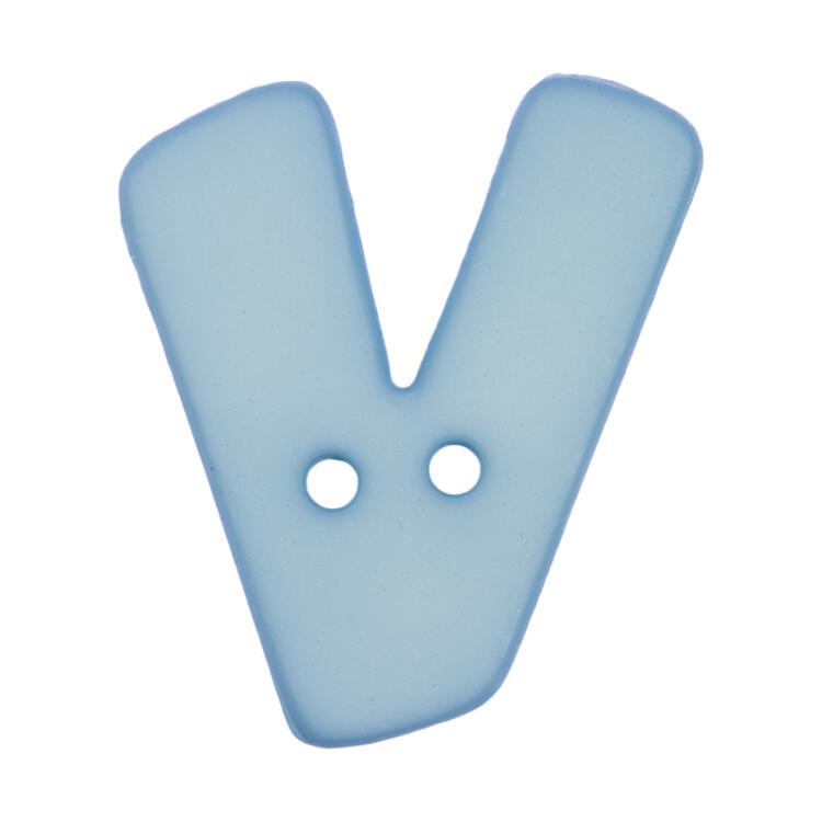 Buchstabenknopf "V", hellblau, 18mm