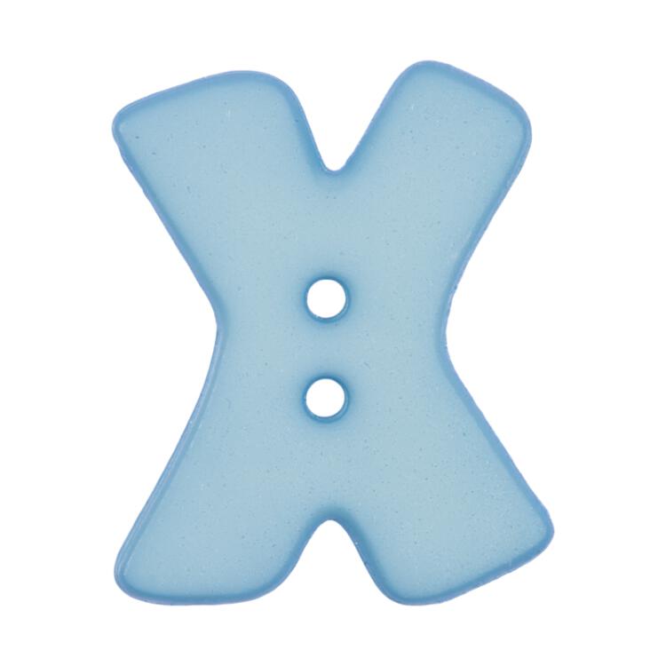 Buchstabenknopf "X", hellblau, 18mm