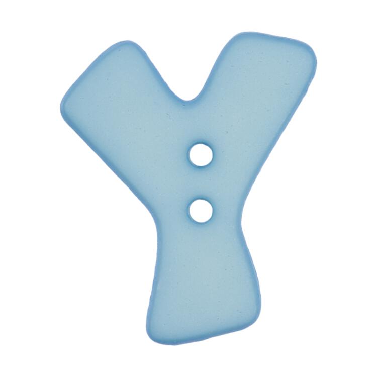 Buchstabenknopf "Y", hellblau, 18mm