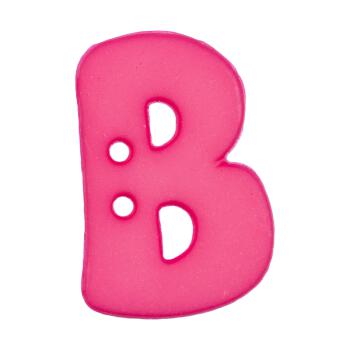 Buchstabenknopf B, pink, 18mm