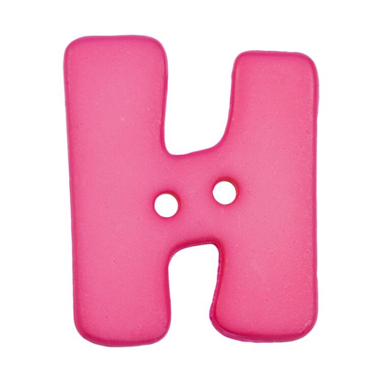 Buchstabenknopf "H", pink, 18mm