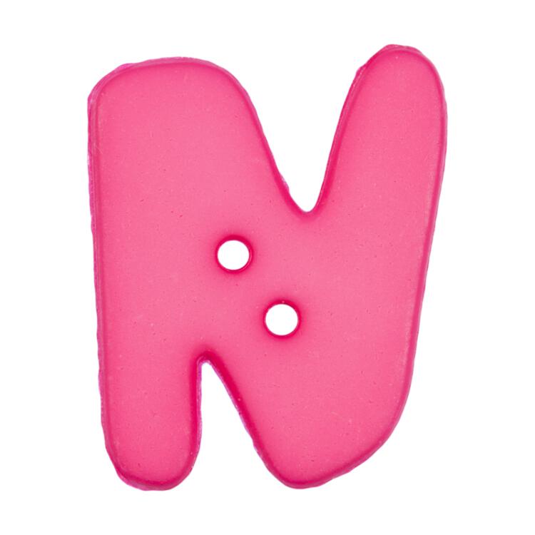 Buchstabenknopf "N", pink, 18mm