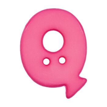 Buchstabenknopf Q, pink, 18mm