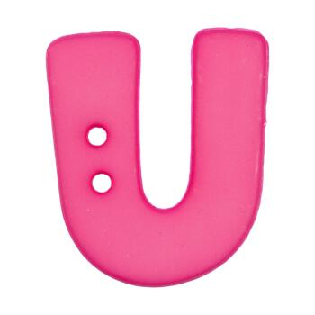 Buchstabenknopf "U", pink, 18mm
