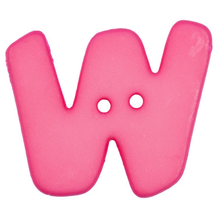 Buchstabenknopf "W", pink, 18mm