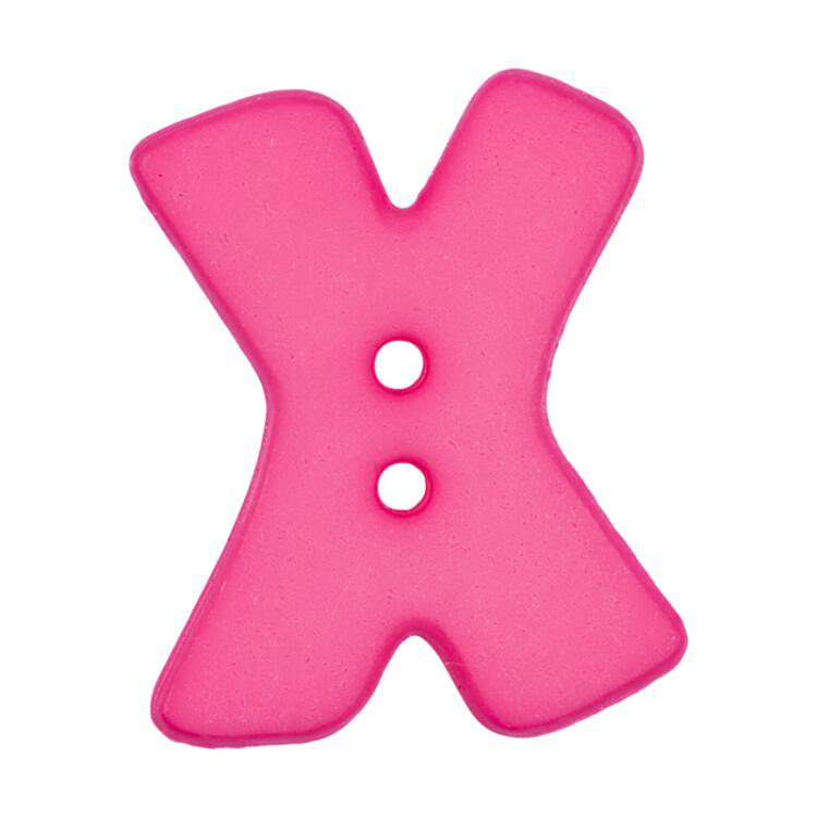Buchstabenknopf X, pink, 18mm