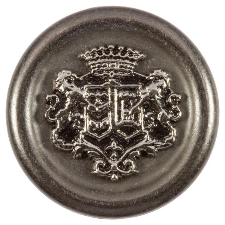 Metallknopf in Titangrau mit silbernem Wappeneinsatz 20mm