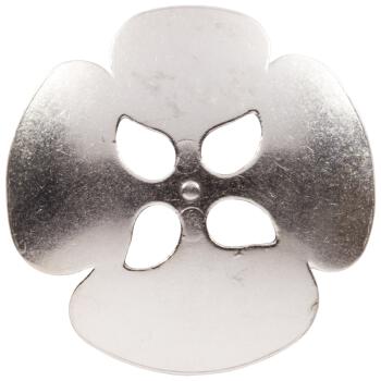 Metallknopf in Blumenform mit emaillierter Oberfläche in Braun-Weiß