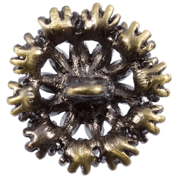 Zierknopf aus Metall in Blumenform in Lila mit Strasssteinen 23mm