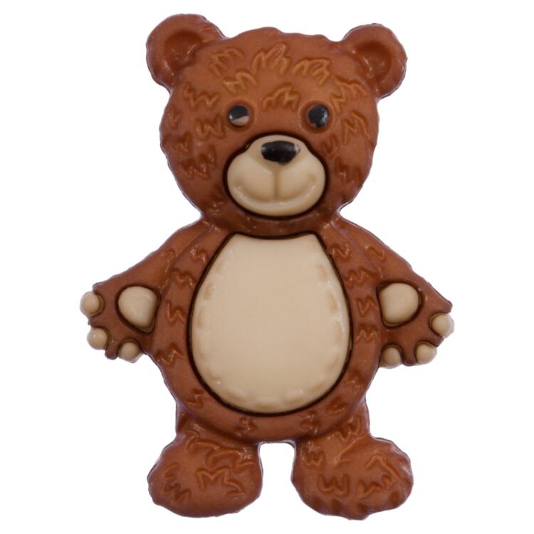 Kinderknopf - Teddybär in Beige-Braun 25mm