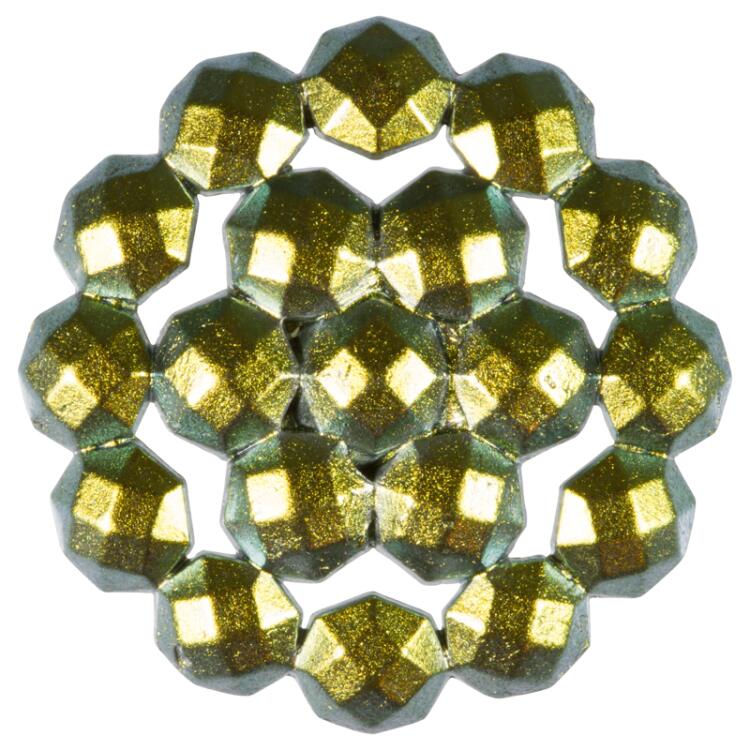 Metallknopf mit geometrischem Muster in Gelb-Grün 15mm