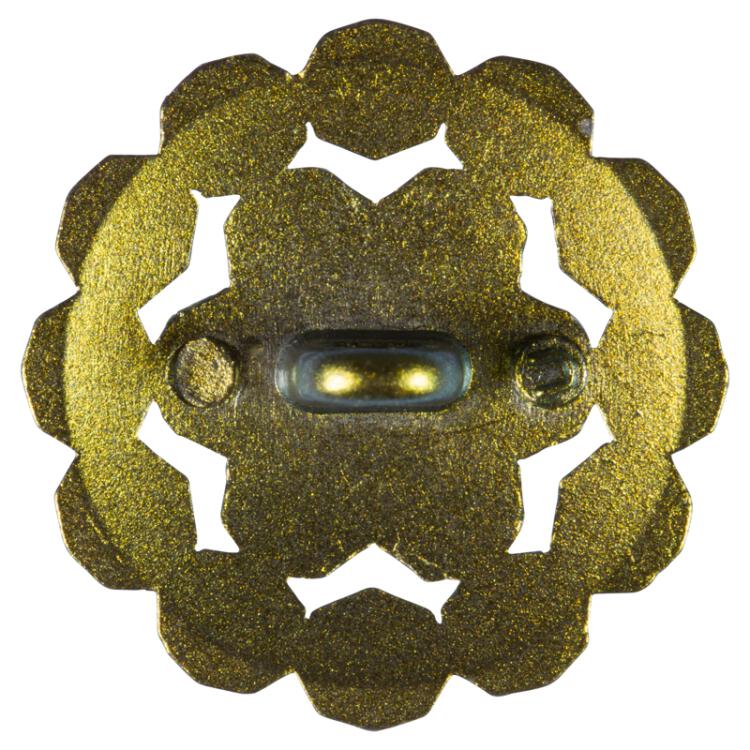 Metallknopf mit geometrischem Muster in Gelb-Grün 15mm