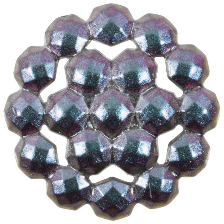 Metallknopf mit geometrischem Muster in Lila-Blau
